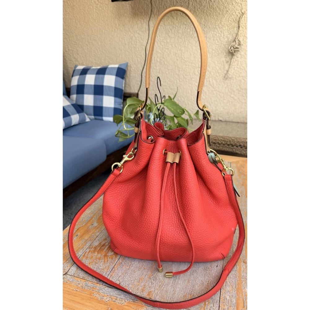 COACH Legacy Dream Soft Red Pebbled Leather Drawstring Bag 25306 Authentic - Picture 7 of 16